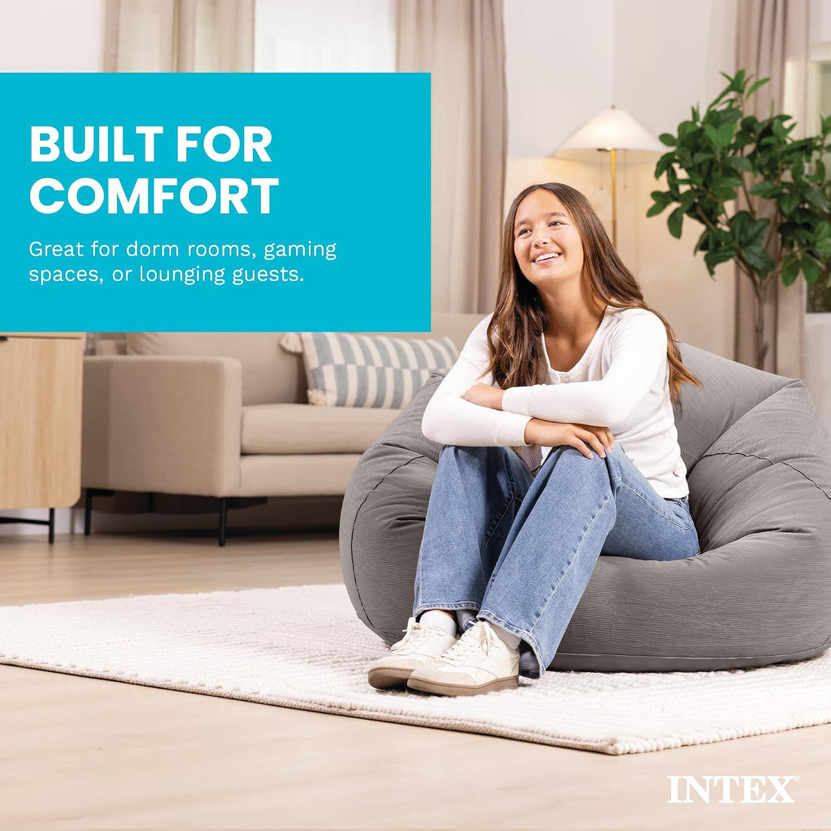 Intex Beanless Bag™ Silla Inflable, 107 cm x 104 cm x 68.5 cm, beige