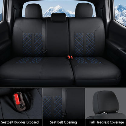 Truckiipa - Juego Completo de Fundas de Asiento de Piel para Toyota Tacoma, Cobertura Completa, Impermeable, Protector de cojín para Toyota Tacoma 2016-2023, Doble Cabina tripulación, Juego Completo