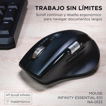 Naceb Technology Mouse Inalámbrico Doble Scroll - Bluetooth y 2.4GHz - Ergonómico con Rueda Lateral y Botón dpi - NA-0133