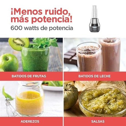 Black+Decker Licuadora Personal 600W con Tecnología Silenciosa, PB2004G | 4 vasos personales de 500Ml, 2 velocidades más función pulso y cuchillas de acero inoxidable