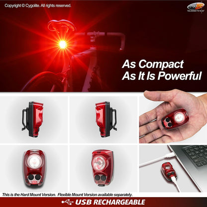 Cygolite Hotshot Pro - Modelos de luz Trasera para Bicicleta de 200 y 150 lúmenes, Estilos de Montaje Duro y Flexible, 6 Modos de Noche y día, velocidades de Flash sintonizables por el Usuario,