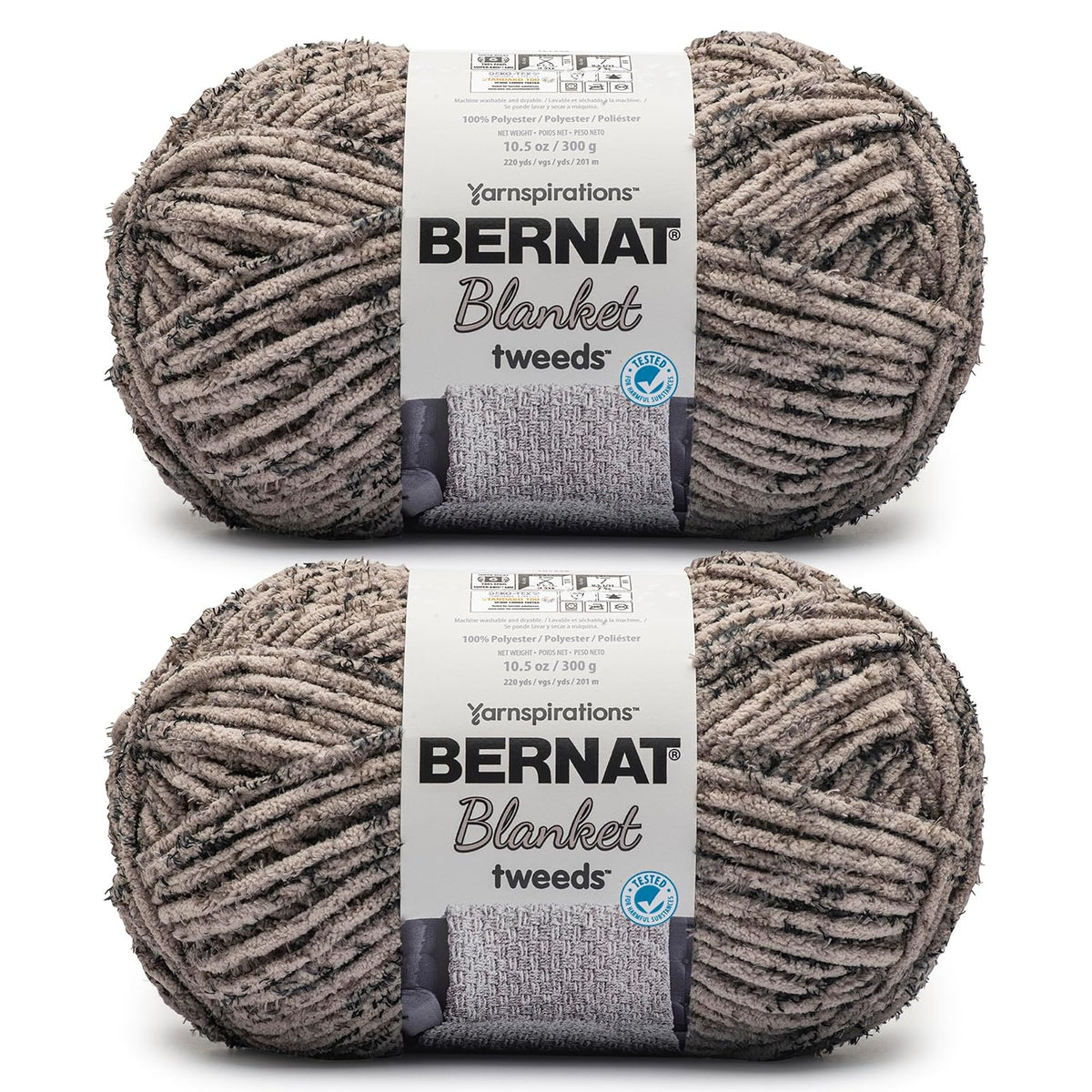 Bernat Blanket Estambre Chenille - gris - Paquete de 2 - MANTA TWEEDS
