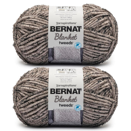 Bernat Blanket Estambre Chenille - gris - Paquete de 2 - MANTA TWEEDS