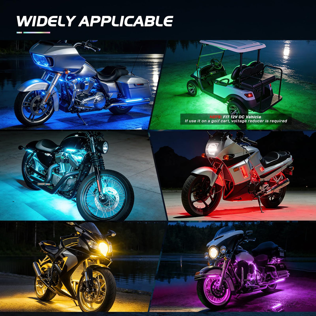 Nilight TL-35 - Luces LED RGB para Motocicleta, Impermeable, Multicolor, con Mandos a Distancia Inalámbricos RF Duales, 2 Años Garantía