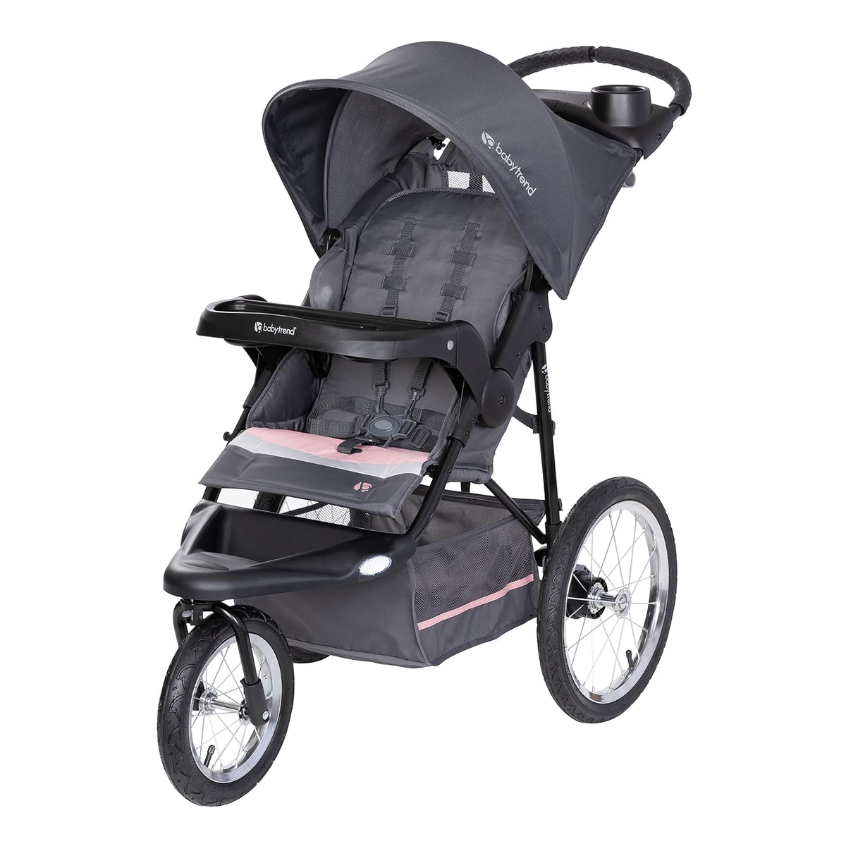 Baby Trend Expedition Jogger Carriola para Todo Terreno con Rueda Frontal Giratoria con Seguro, Asiento Reclinable Acolchado, Dash Pink