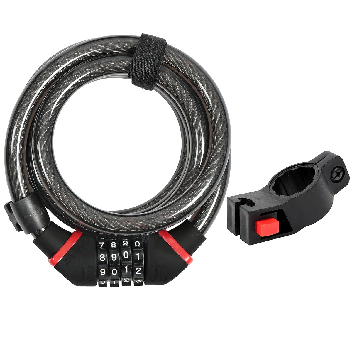 Zéfal Candado K-Traz C6 Code Cable Espiral Combinación 1Xporta Candado Acero, Color Gris, 12 x 1800 mm