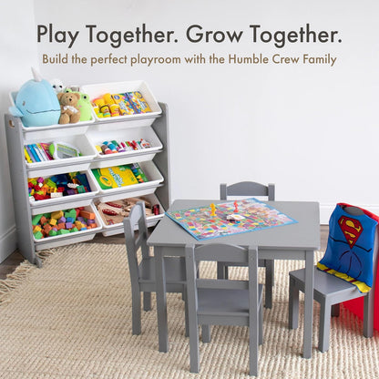 Humble Crew Wood - Juego de 4 sillas y Mesa para niños, Color Gris