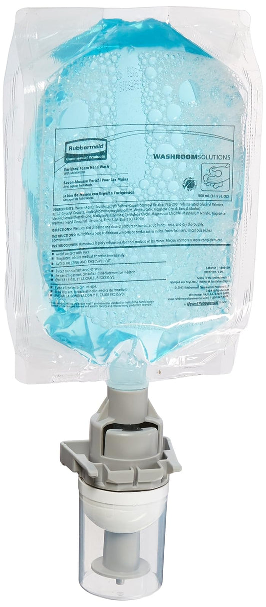 Rubbermaid Commercial Enriched Hand Soap Refill for Flex Skin Care Soap Dispenser, Rich Aqua Foam, 500-mL