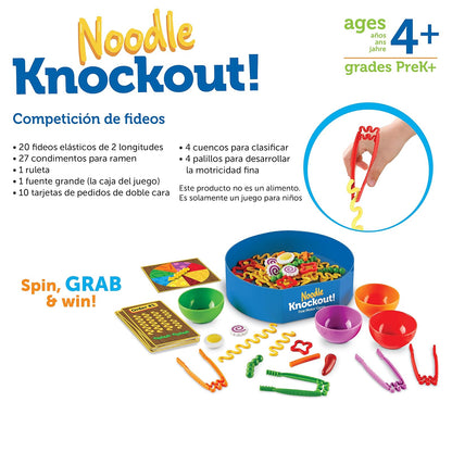 Learning Resources Noodle Knockout!, 67 Piezas, Edades 4+ años, Juegos de Imitacion, Alimentos de Juguete, Comida de Juguete para niños, Juegos de Cocina, Juguete sensorial