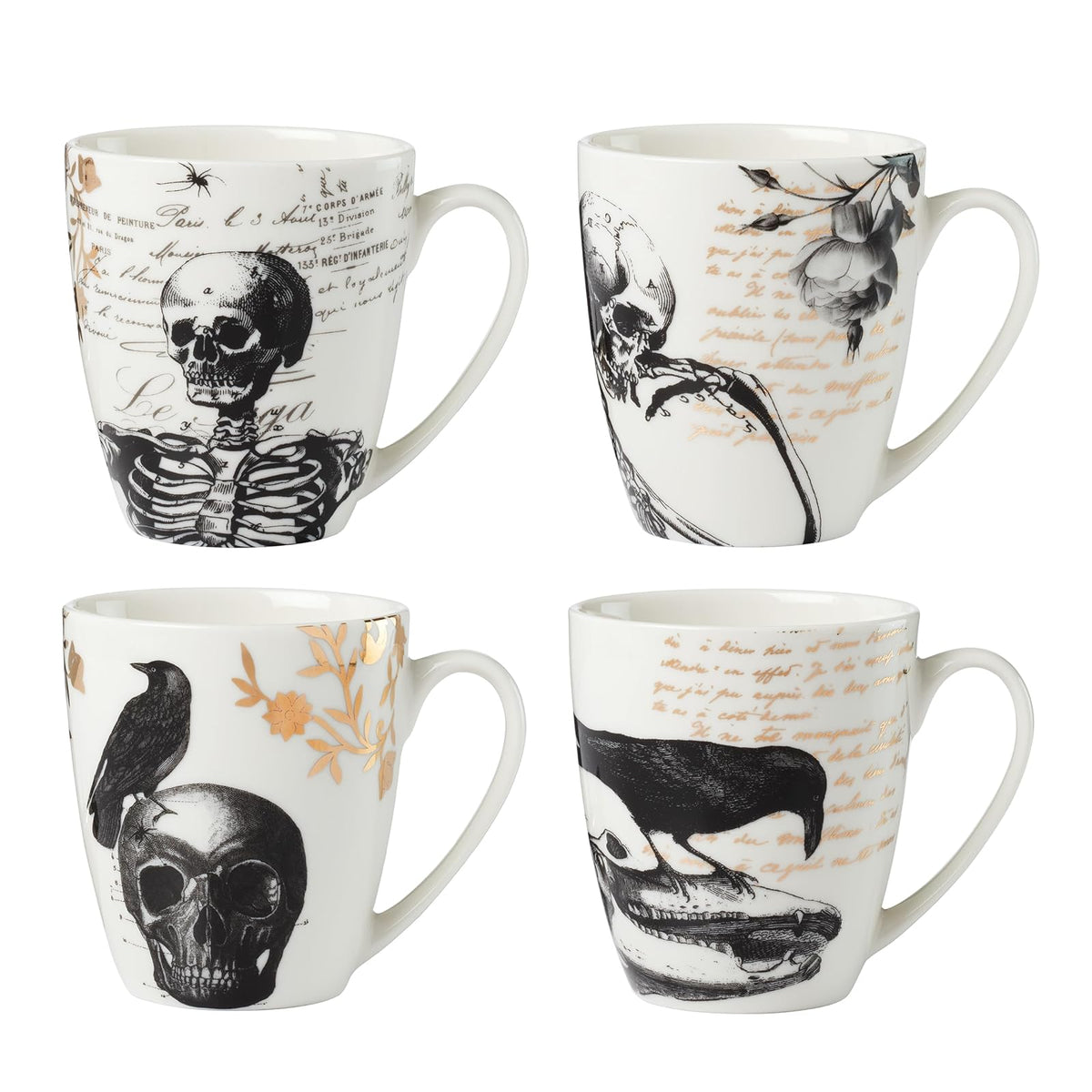 Lenox - Juego de 4 tazas clásico de Halloween, color blanco