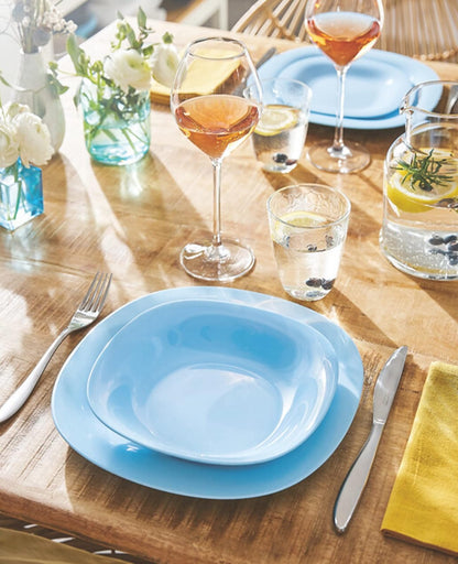 Luminarc - Juego de 4 Platos Sopero Modernos de Opal Carine Azul Plato Hondo UtenSilios de Cocina a Prueba de Rayones