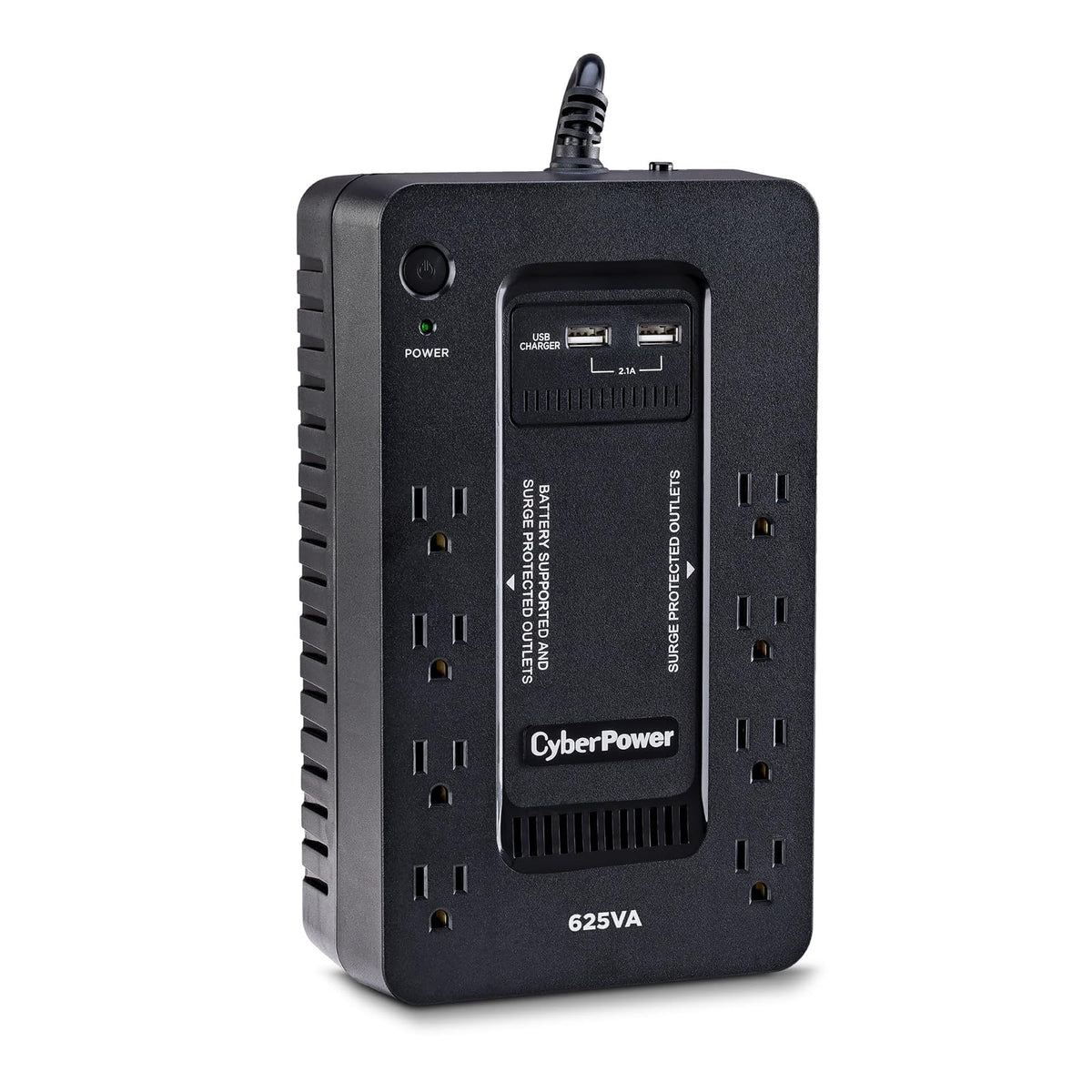 CyberPower ST625U Sistema UPS, 625VA/360W, 8 tomacorrientes, 2 Puertos de Carga USB, Compacto