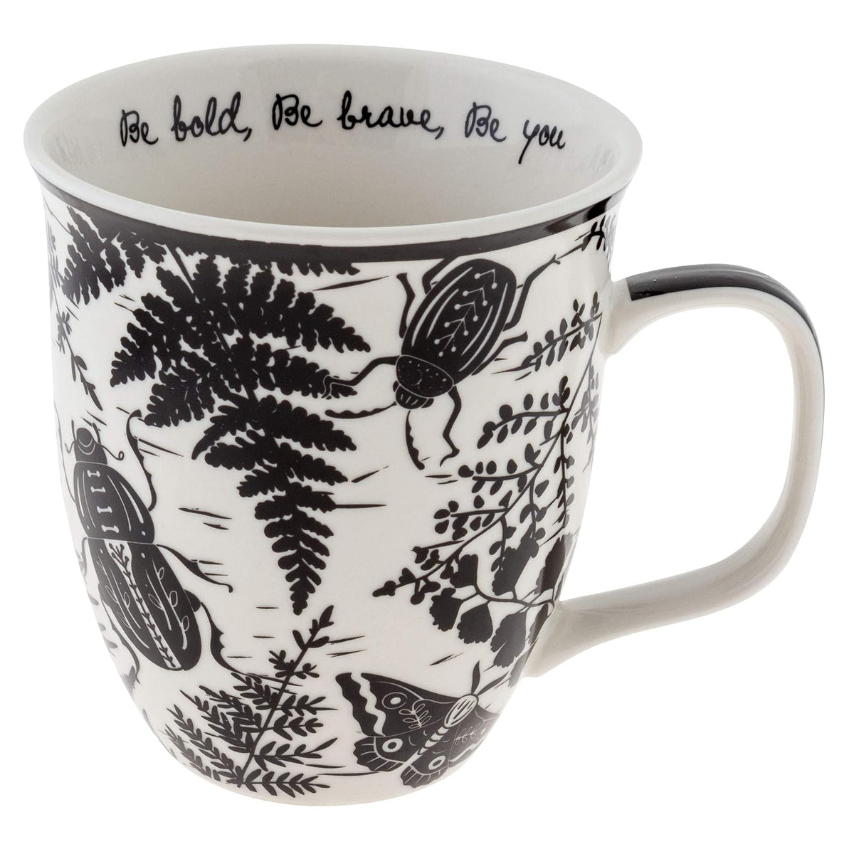 Karma Gifts Taza Boho Blanco y Negro, 14 oz - Escarabajo