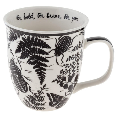 Karma Gifts Taza Boho Blanco y Negro, 14 oz - Escarabajo
