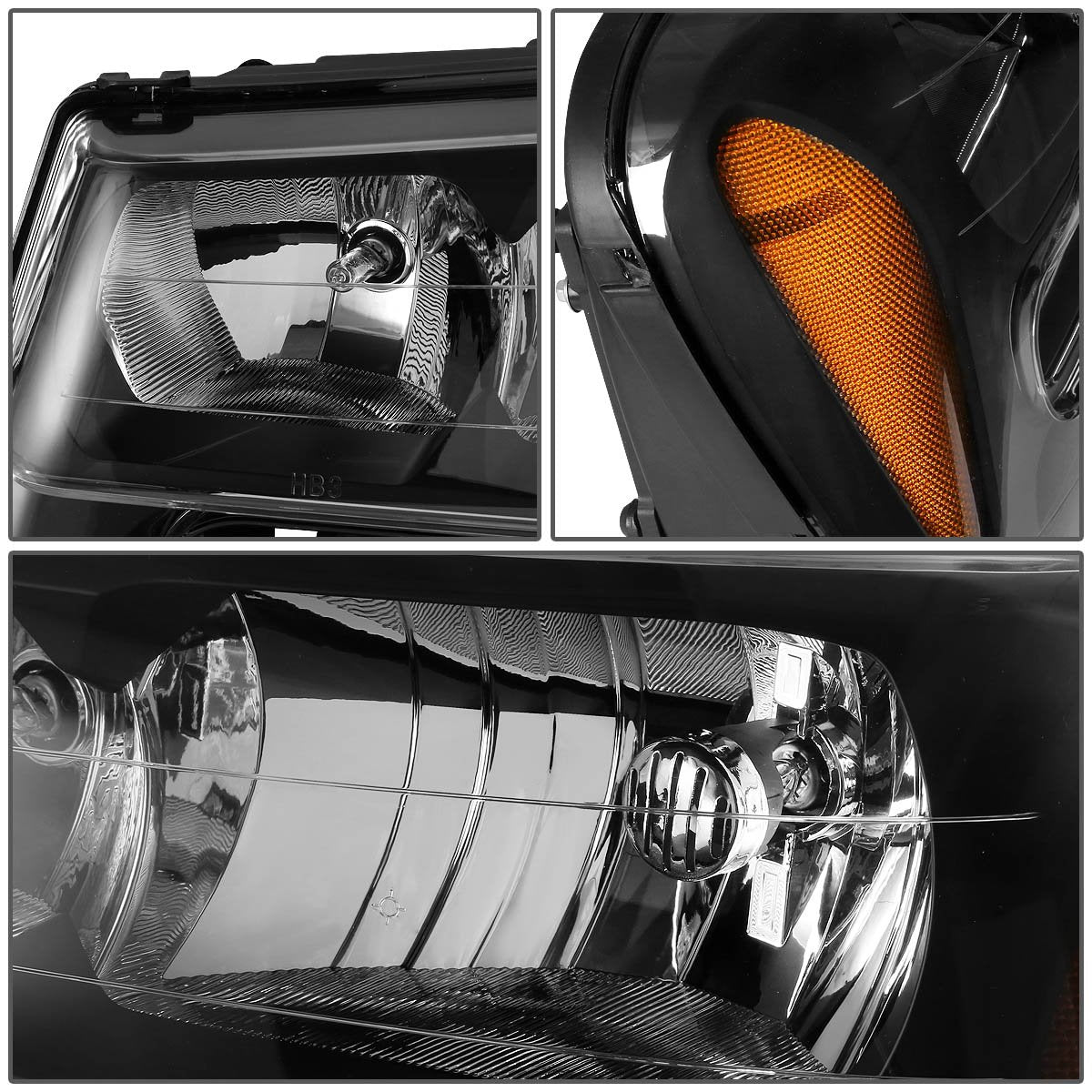 DNA Motoring HL-OH-TRA02-BK-AM Faros Delanteros de Esquina Ámbar para Trailblazer 02-09, Negro