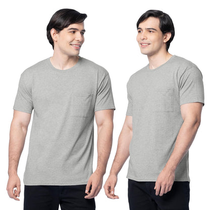 Fruit of the Loom Playera Eversoft con Bolsillo para Hombre, Paquete de 2 - XXL - Paquete de 2 - Gris jaspeado
