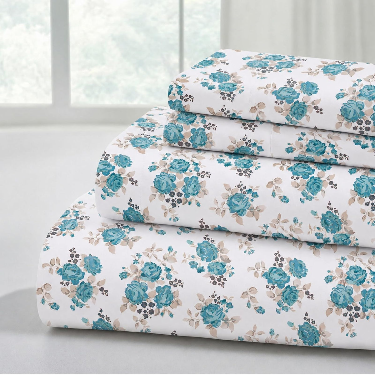 Modern Threads Juego de sábanas y Fundas de Almohada Extra Suaves de 4 Piezas, con Bolsillo Profundo de hasta 16 Pulgadas, colchón Forever Roses Full