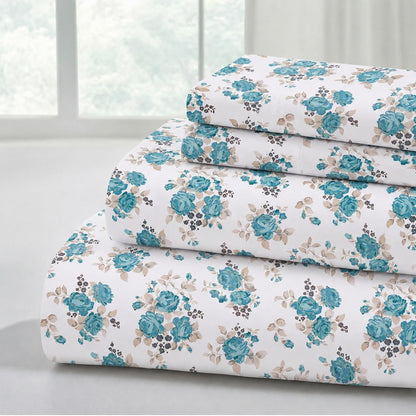 Modern Threads Juego de sábanas y Fundas de Almohada Extra Suaves de 4 Piezas, con Bolsillo Profundo de hasta 16 Pulgadas, colchón Forever Roses Full