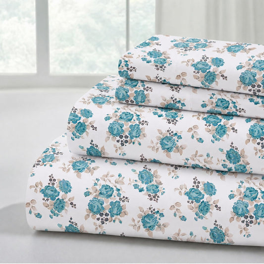 Modern Threads Juego de sábanas y Fundas de Almohada Extra Suaves de 4 Piezas, con Bolsillo Profundo de hasta 16 Pulgadas, colchón Forever Roses Full