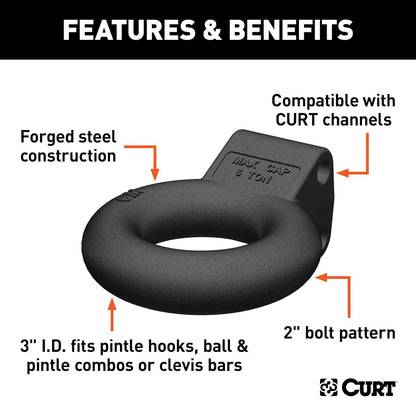CURT 48601 Anillo Lunette de Acero Negro de 3 in ID 12,000 lbs