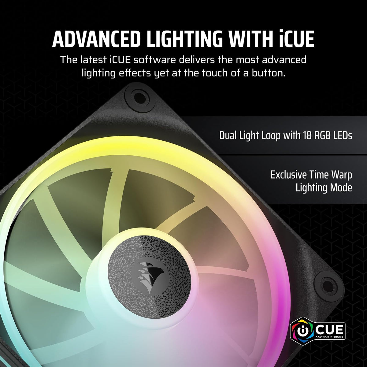 CORSAIR iCUE Link LX120 RGB 120 mm PWM Ventiladores – Paquete Triple – Bucles de luz dual – Incluye iCUE Link System Hub – Tecnología CORSAIR AirGuide – Negro