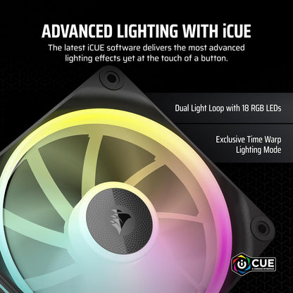 CORSAIR iCUE Link LX120 RGB 120 mm PWM Ventiladores – Paquete Triple – Bucles de luz dual – Incluye iCUE Link System Hub – Tecnología CORSAIR AirGuide – Negro