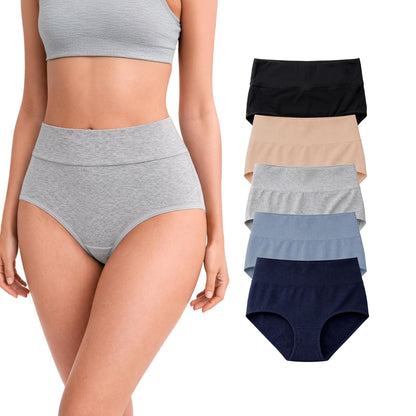 BODYcontrol Calzones de Mujer Algodón Corte Hipster Talle Alto Pack, Briefs Cintura Alta, Ropa Interior Mujer Lencería Dama Bragas Pantaletas Panties Stretch Fit Uso Set Diario 2913