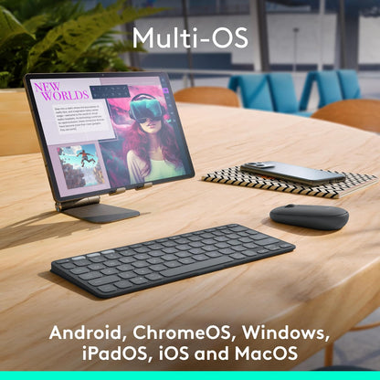 Logitech Keys-to-Go 2 Teclado inalámbrico para iPad con Tapa integrada, Bluetooth, Delgado, estilizado y Compacto para iPad, iPhone, Windows, Android, Linux, Mac, Apple TV, Color - Lila