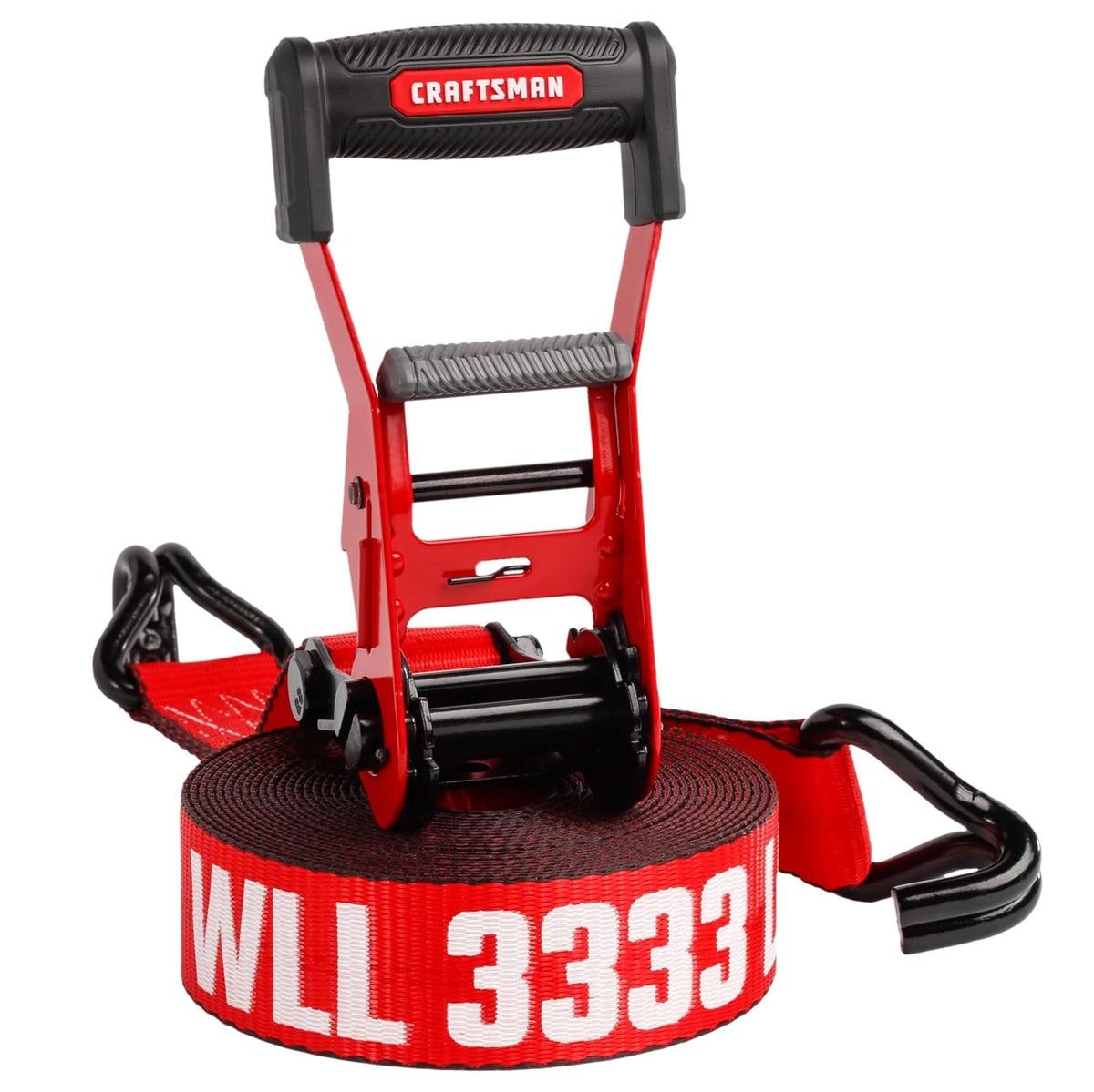 Craftsman CMXAZBS10000J Correa de Amarre de carraca de 2 x 27 pies con Doble Gancho en J – Pesado/Industrial (Resistencia a la Rotura de 10 Libras)