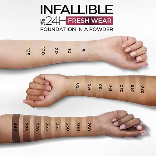 L'Oréal Paris Infallible 24H Fresh Wear, Base de Maquillaje en Polvo con SPF 25+, Alta Cobertura con Acabado Mate, Larga Duración y Control de Brillo, Tono 250 Radiant Sand