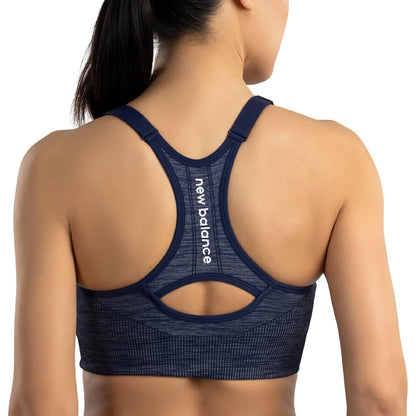 New Balance - Brasier Deportivo Ajustable para Mujer, sin Costuras, con Soporte Medio, con Almohadillas para Orejas extraíbles