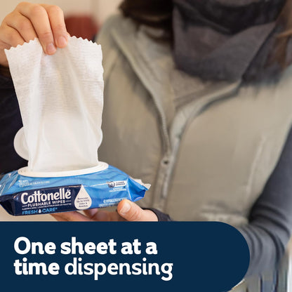 Cottonelle FreshCare Flushable Wet Wipes for Adults, Alcohol Free, 336 Wipes per Pack (Eight 42-Count Flip-Top Packs)
