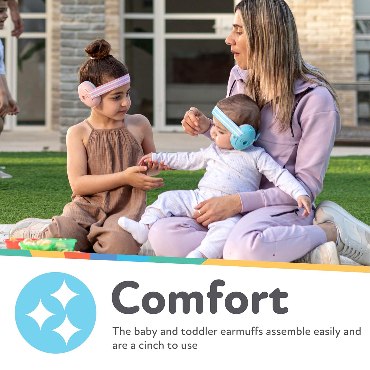 Nuby Soft Sounds - Orejeras ajustables para bebé para protección contra ruidos fuertes, ideales para espectáculos de aire, fuegos artificiales, viajes en vuelo y mucho más Azul solamente.