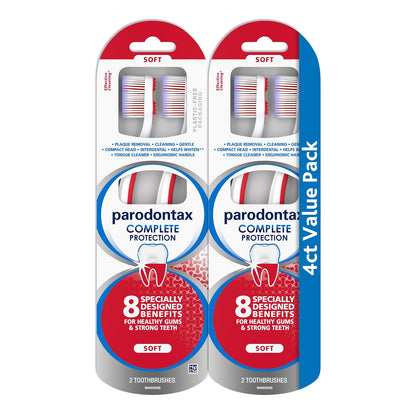 Parodontax - Cepillo de dientes suave de protección completa para encías saludables y dientes fuertes, paquete de 2 x 2