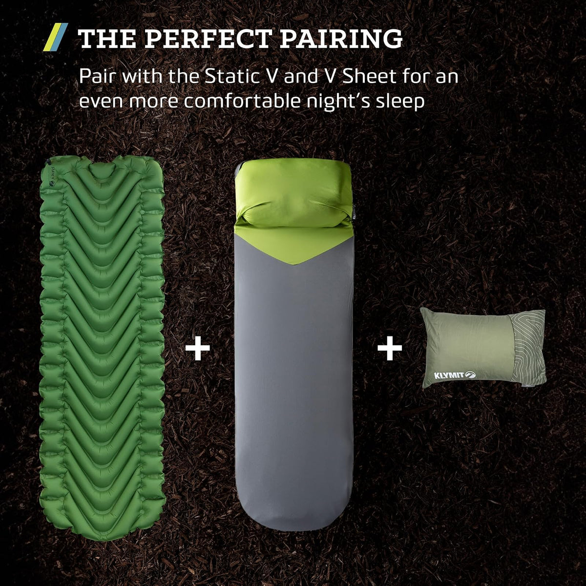 Klymit Drift - Almohada de Camping, Funda Reversible para Viajes y Dormir, Espuma viscoelástica triturada, Comodidad con Carcasa Duradera