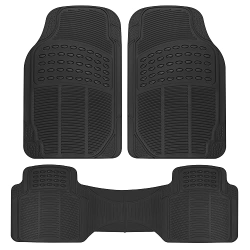 BDK Original ProLiner - Tapetes de Goma Resistentes Delanteros y Traseros para Automóvil, SUV, Furgoneta, camión, Color Negro, 3 Piezas, protección para Todo Tipo de Clima con diseño de Ajuste Universal