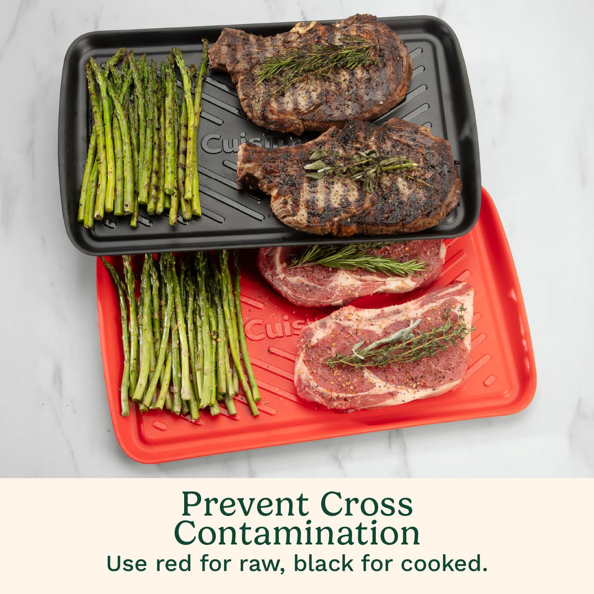 Cuisinart Bandejas Parrilla Set 2 Piezas Roja y Negra | Bandejas de preparación tamaño mediano, sin contaminación cruzada, apto para lavaplatos, hechas de melamina, fácil limpieza