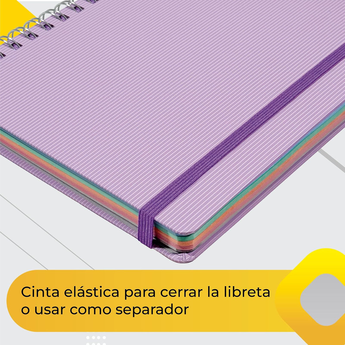 Printaform Libreta Forma Francesa Arcoíris Pastel Universitaria 200h, 2 piezas, Cuadro Chico, Lavanda