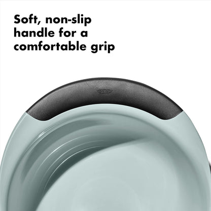 OXO Good Grips - Juego de 3 cuencos de plástico para mezclar, color azul cadete, gris torre, jade, pequeño, mediano, grande