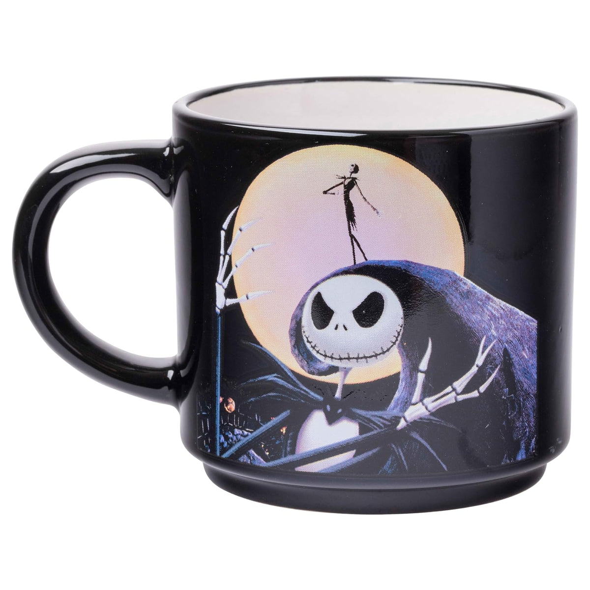 Silver Buffalo: Juego de 4 tazas de cerámica Nightmare Before Christmas Jack y Sally, 10 onzas, paquete de 4 tazas de cerámica, juego de 5 piezas