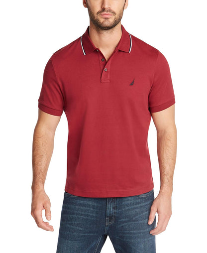 Nautica Polo de Manga Corta Ajuste Clásico para Hombre - Borgoña - CH