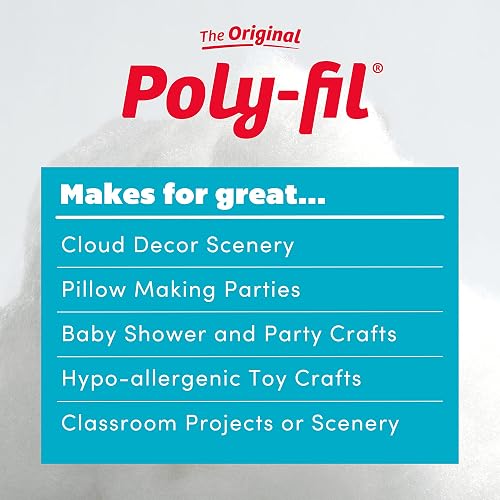Fairfield The Original Poly-Fil Relleno De Fibra De Poliéster | 32 oz, alta calidad, para almohadas, animales de peluche, decoraciones