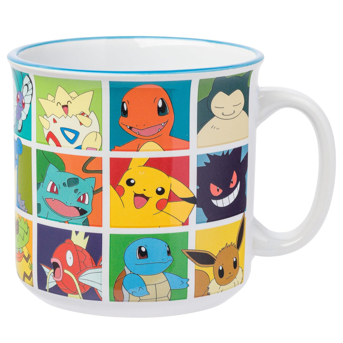Silver Buffalo Taza de Cerámica Esculpida Pokémon 20 oz, Diseños Coleccionables - Cuadrícula de personajes Pokemon de 20 onzas