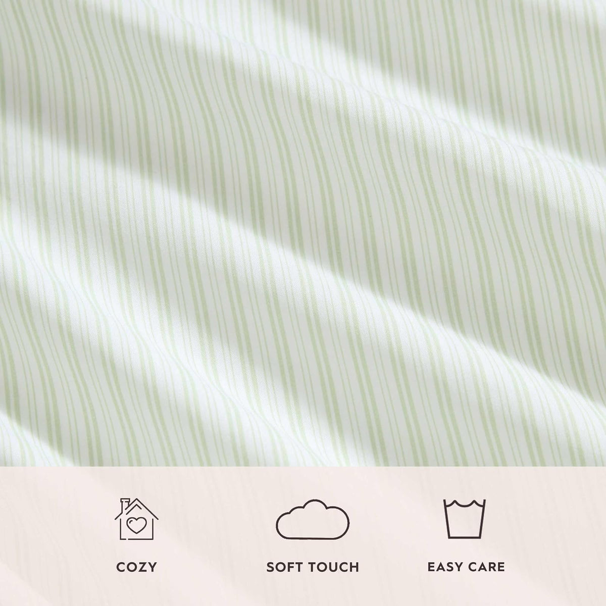 Laura Ashley - Juego de sábanas tamaño King, sábanas de percal de algodón crujientes y Frescas, Bolsillos Profundos, Ropa de Cama a Rayas con sábana Bajera Ajustada y Fundas de Almohada a Juego