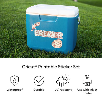 Cricut Juego de Pegatinas Holográficas 10 Hojas | Blanco, impermeables, imprimibles, tamaño carta 8.5 x 11 pulgadas, compatible con impresoras de inyección de tinta