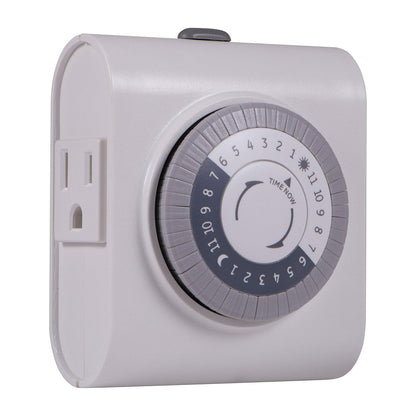 GE 24-Hour Heavy Duty Indoor Plug-in Mechanical Timer, Gray/White
