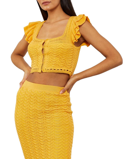 BCBGMAXAZRIA Crochet Crop Top Suter Mujer