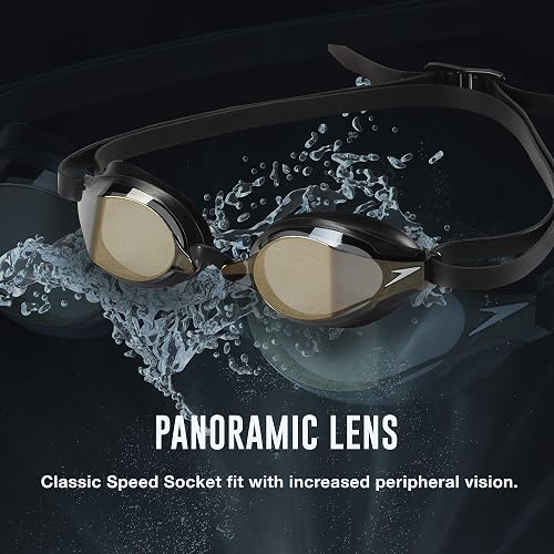 Speedo Speed Socket 2.0 Mirrored Swim Goggles, Dazzling Blue, One Size