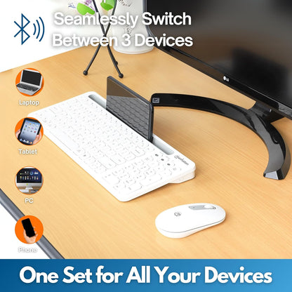 Manhattan Kit de Teclado y Mouse inalámbricos con conexión Dual USB y Bluetooth