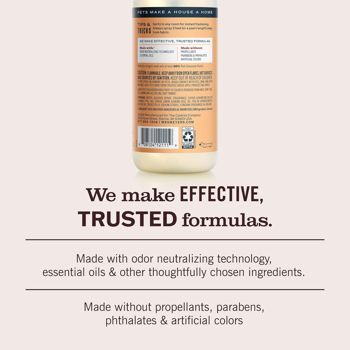Mrs. Meyer’s Neutralizador de Olores Flor de Azahar 355 ml | Odor Neutralizer Spray para Mascotas | Elimina Olores al Instante | Aroma Floral Refrescante | Fórmula de Origen Vegetal
